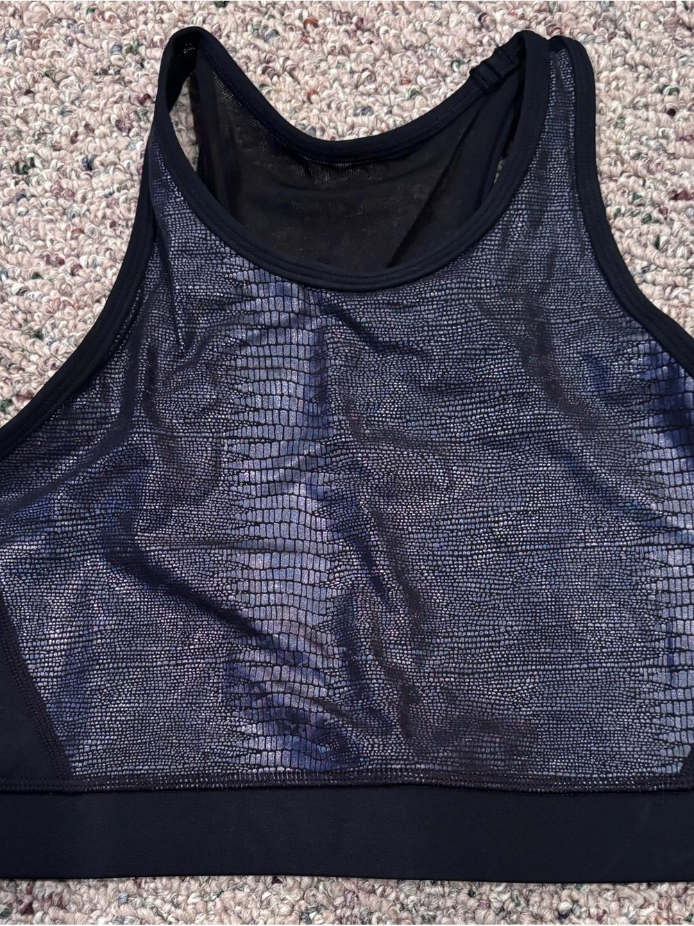 ZYIA Black Snake-Print Sports Bra with Iridescent Accent
